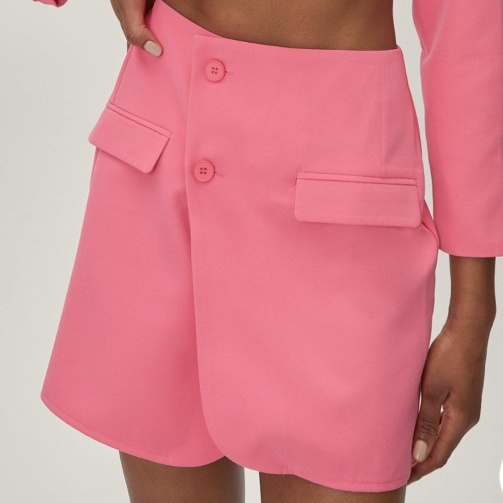 High Waisted Asymmetric Mini Skirt, Hot Pink, Size 6 and 8